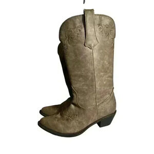 Roper Western Boots Women's 9 Scroll Tan Antiqued 09-021-1556-0733 TA Cowgirl